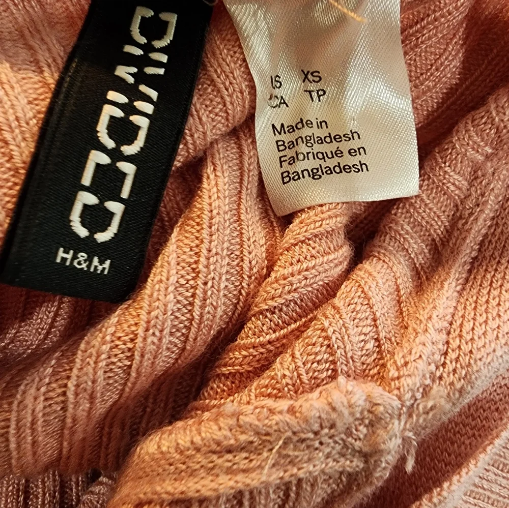 H&M Divided Lace Up Rib Knit Crop Top in Pink Size XS